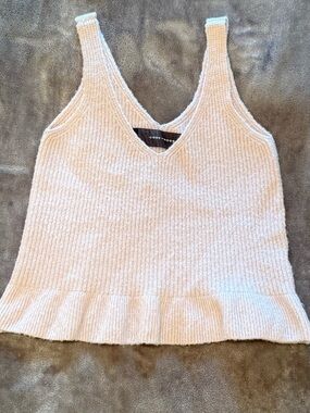 Code x Mode | Blush Pink Ribbed Peplum Tank | Ruffle Hem | XS